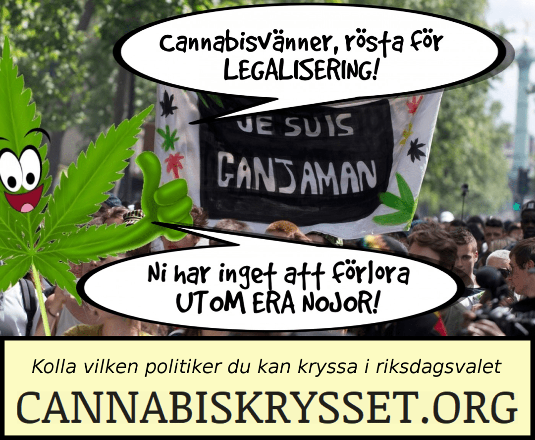 Cannabisvänner, rösta för legalisering! Ni har inget att förlora UTOM ERA NOJOR!