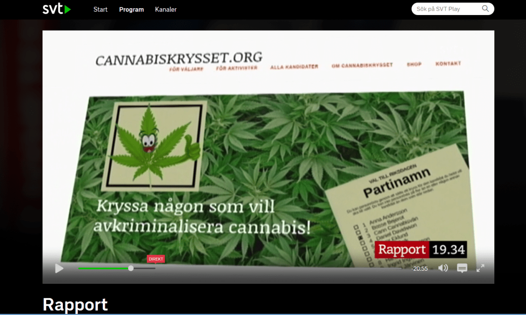 Skärmdump av Rapport som visar skärmdump av Cannabiskrysset