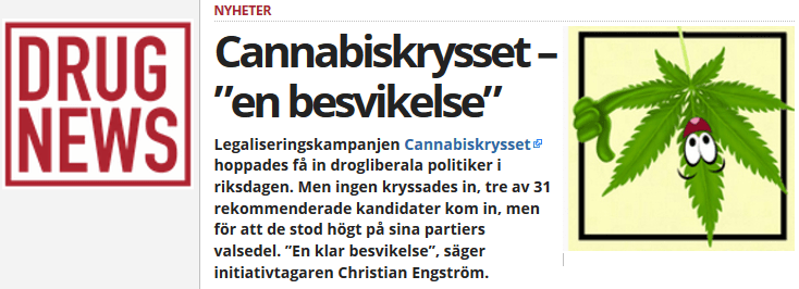 Artikel hos Drugnews: Cannabiskrysset - en besvikelse
